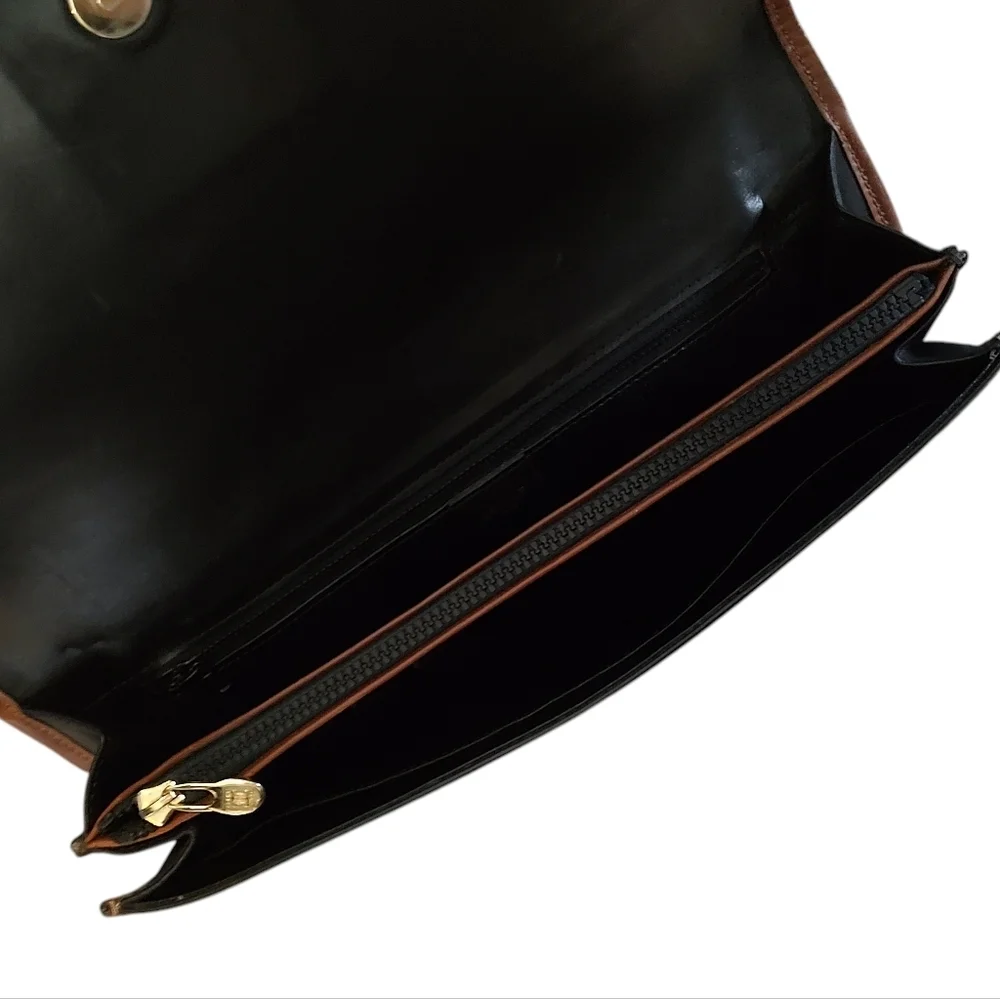 Celine Black and Brown Leather Portfolio/Briefcase
